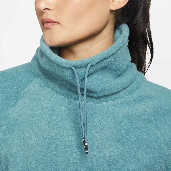 NIke Therma Fleece Cowl Cozy Teal Sweater - Picture 3 of 10